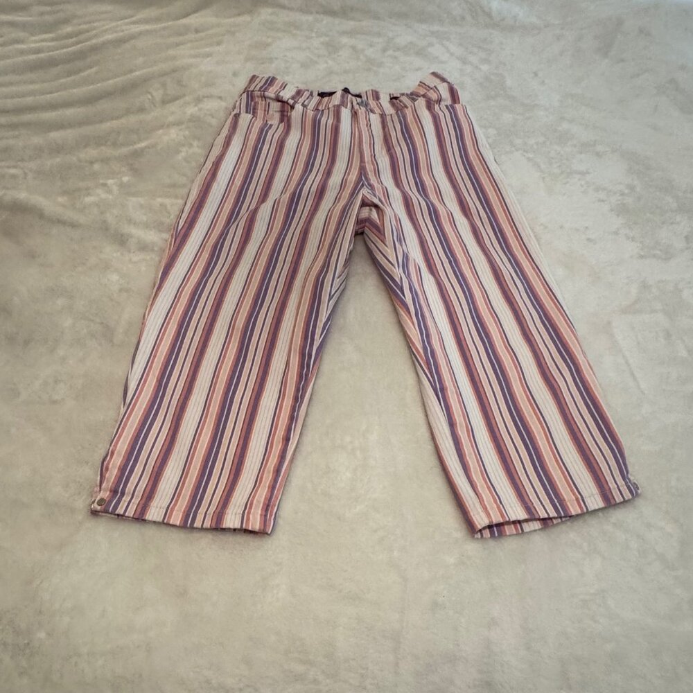 Gloria Vanderbilt Colorful Striped Amanda Cotton Capris Size 10P